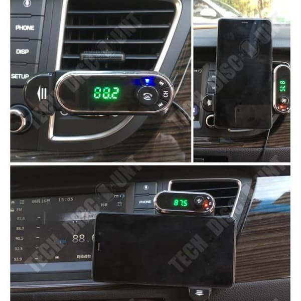 TD® Bil Bluetooth Handsfree Mobiltelefon Hållare Bil MP3-spelare FM-sändare Mottagare Tuyere AUX