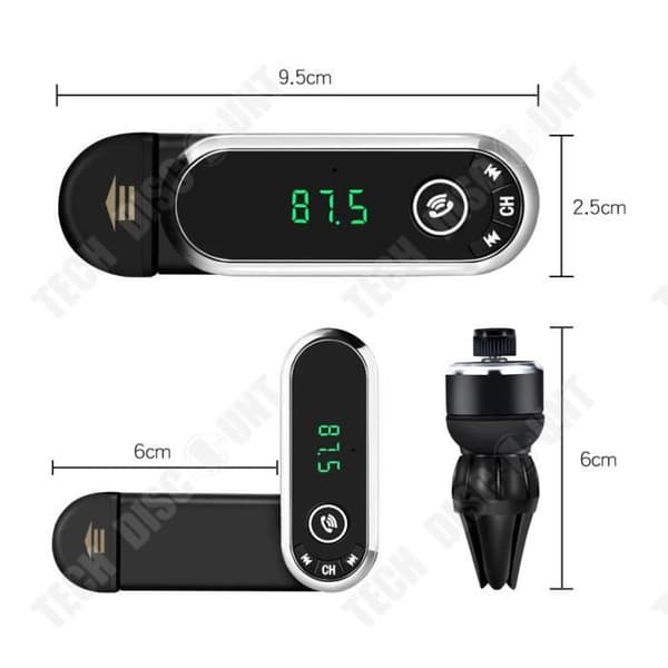 TD® Bil Bluetooth Handsfree Mobiltelefon Hållare Bil MP3-spelare FM-sändare Mottagare Tuyere AUX