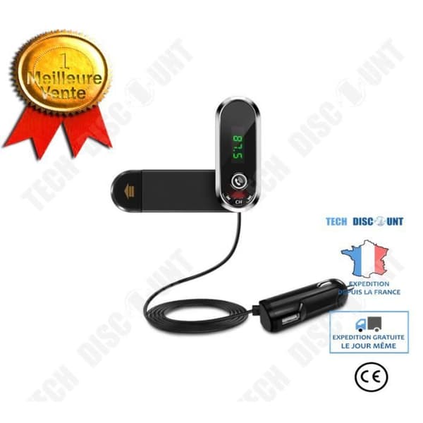 TD® Bil Bluetooth Handsfree Mobiltelefon Hållare Bil MP3-spelare FM-sändare Mottagare Tuyere AUX