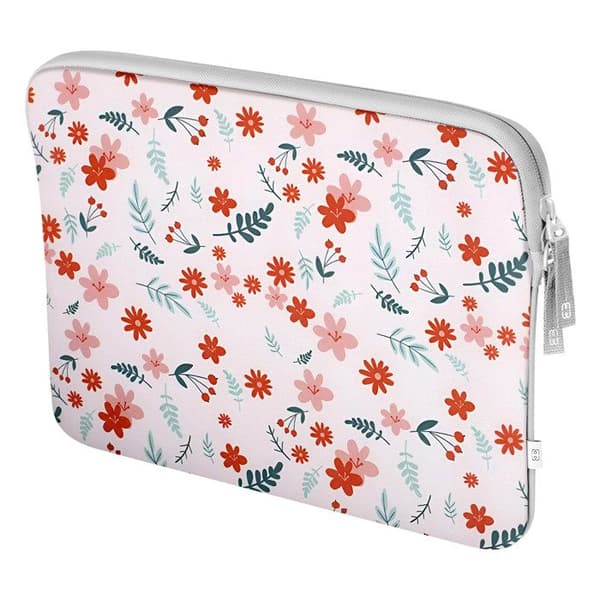 Pochette för MacBook Pro 13 och Air 13 Blommönster ²Life MW Vit