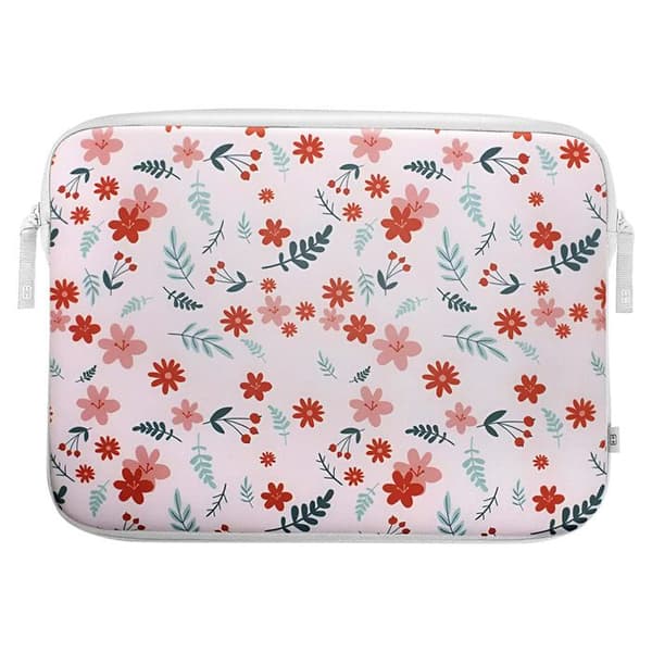 Pochette för MacBook Pro 13 och Air 13 Blommönster ²Life MW Vit