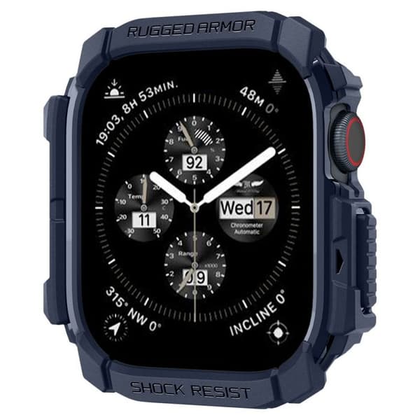 Fodral till Apple Watch 10 46mm - Spigen Rugged Armor - Marinblå