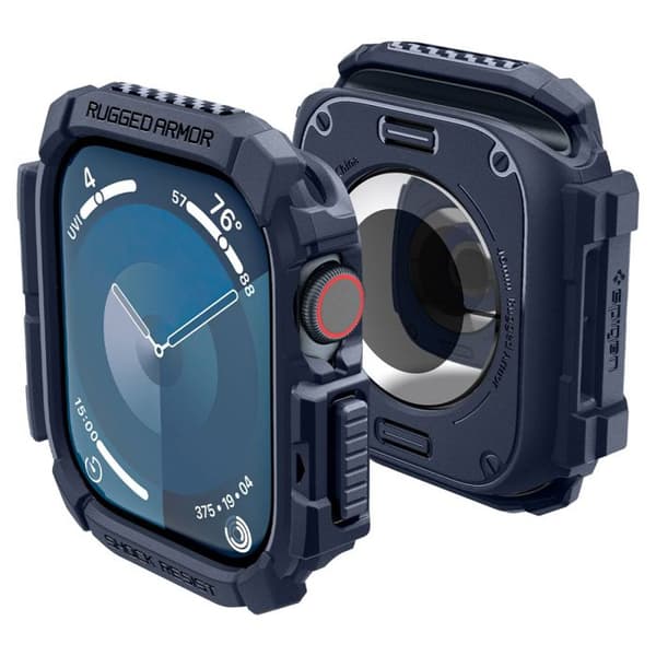 Fodral till Apple Watch 10 46mm - Spigen Rugged Armor - Marinblå