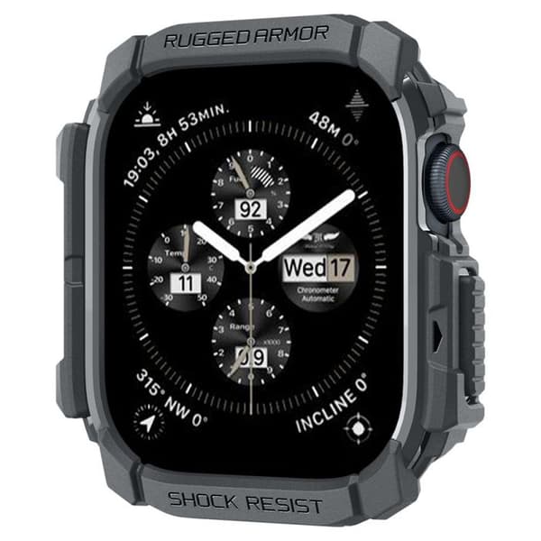 Coque för Apple Watch 10 46mm - Spigen Rugged Armor - Mörkgrå