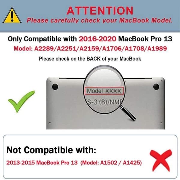 TECOOL MacBook Pro 13 tum 2020 2019 2018 2017 2016 Fodral (Modell: A2289-A2251-A2159-A1706-A1708-A1989) - Rosa kristall