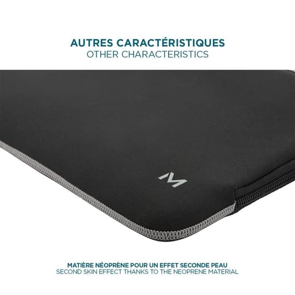 Neoprenfodral för Bärbar Dator Tablet 12.5-14" - MacBook Fodral 13" - Svart/Grå - MOBILIS