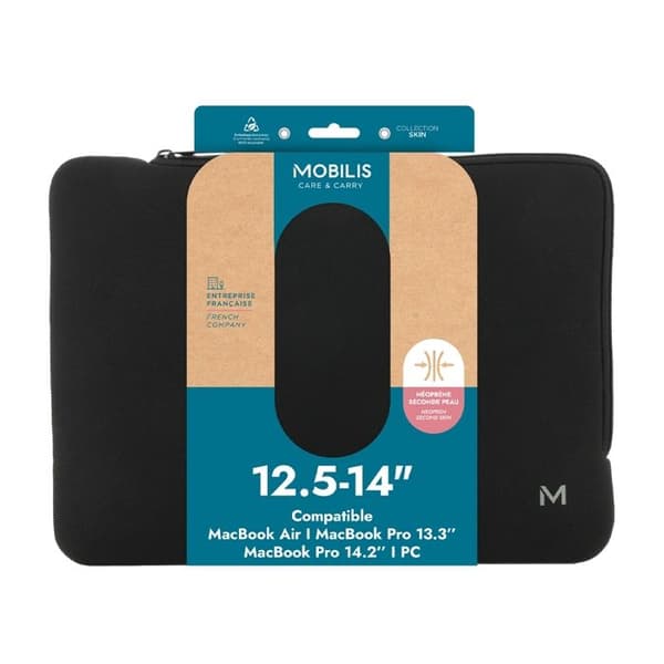 Neoprenfodral för Bärbar Dator Tablet 12.5-14" - MacBook Fodral 13" - Svart/Grå - MOBILIS