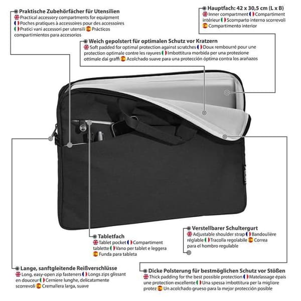 Laptopfodral - PEDEA - Mode - 17,3 tum - Axelrem - Svart
