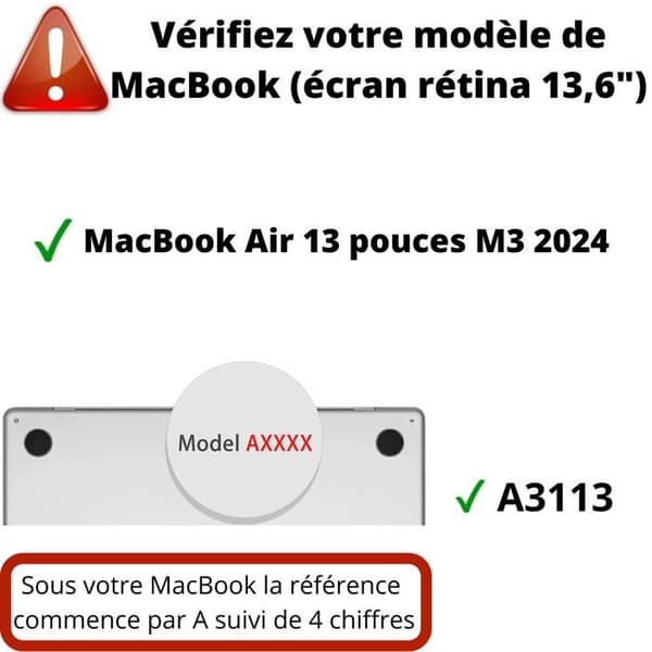 Coque för MacBook Air 13 (13,6) M3 2024 - 360 Skydd Hård Transparent Etui Phonillico®