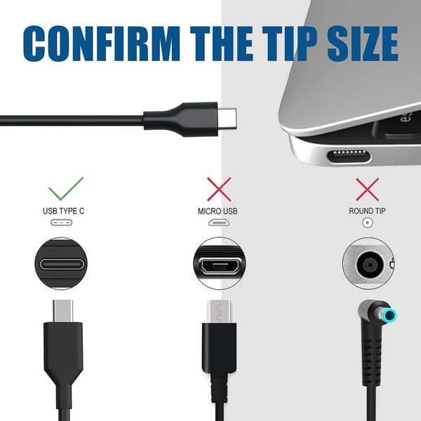 For HP Pavilion X2 10-N112NF USB-C QC 3.0 PD Fast Charging Wall Adapter Charger Laptop Power Supply