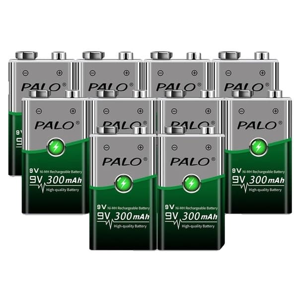 Genopladeligt 9V batteri, 300mAh kapacitet, lav selvudladning
