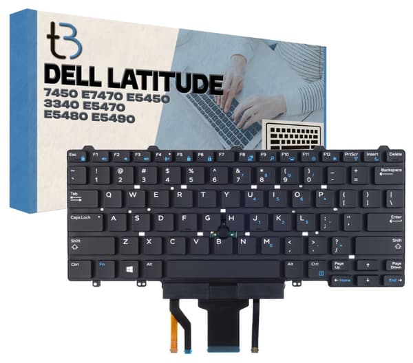 Dell Latitude E7450 E7470 E5450 3340 E5470 Tastatur med baggrundsbelysning og LED-skærm