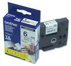 Brother P-Touch-tejp svart på vit, TZ211