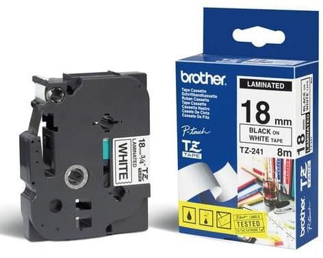Brother P-Touch-tejp svart på vit, TZ241