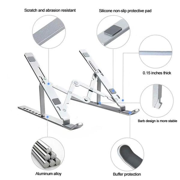 NÖRDIC Aluminium Set Justerbar Bærbar Tablet Collutable og Mobiltelefoner Laptop Holder Stativ