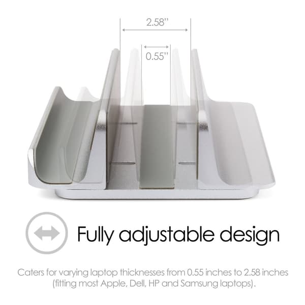 Dubbelt Bordsställ för Tablets Mac/Ultrabooks Justerbar Aluminium Silver