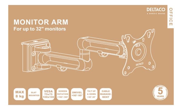 OFFICE Monitorarm slatwall panel 1732" 8 kg