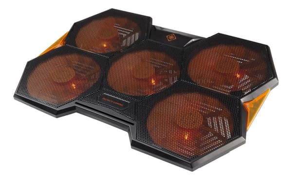 Laptop cooler 10001300 RPM 5x140mm fans 2xUSBA 2xSupport Svart, Orange