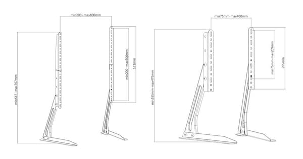 Tabletop tv stand 2370" 50kg vertical height adjustment VESA