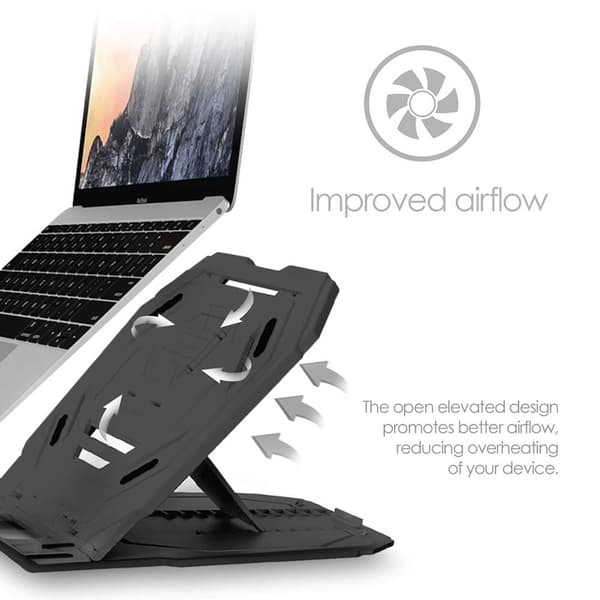 2in1 Portabel Laptop Stander Sort 360 Roterbar incl Mobil Stander