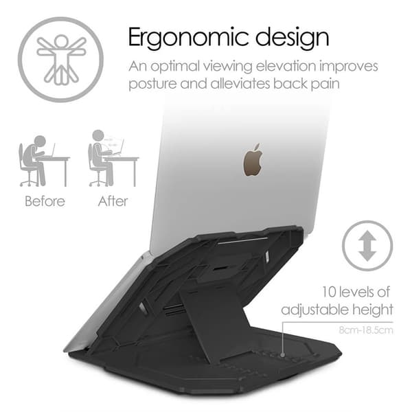 2in1 Portabel Laptop Stander Sort 360 Roterbar incl Mobil Stander