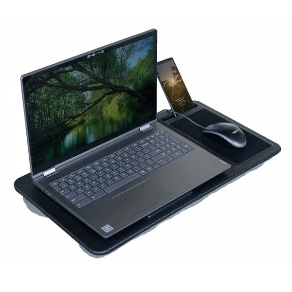 Laptopkudde med musmatta och telefonhållare - Carbon - Svart / Grå