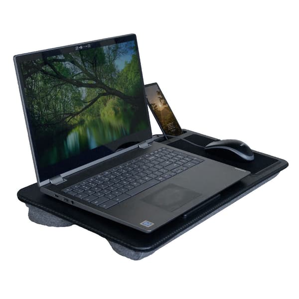 Laptop -pude med musemåtte og telefonholder - Carbon - Sort / Grå | CDON