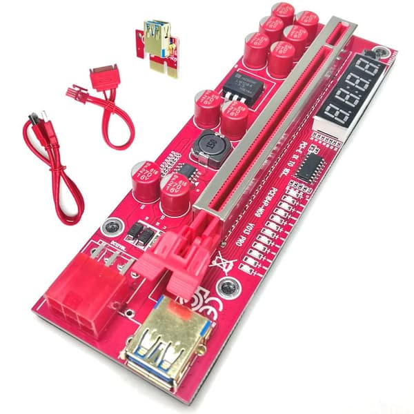 PCI-E RISER 013 PRO TEMPERATURDISPLAY, USB 3.0, 60 CM KABEL