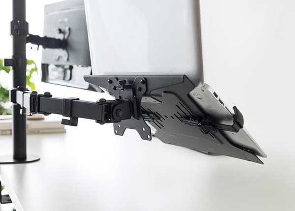Universal laptop holder, steel, VESA, black