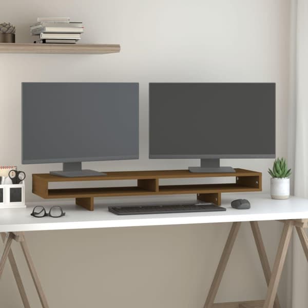 vidaXL Skärmställ honungsbrun 100x27x14 cm massiv furu
