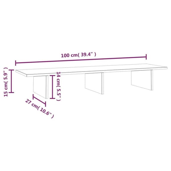 vidaXL Skärmställ grå 100x27x15 cm massiv furu