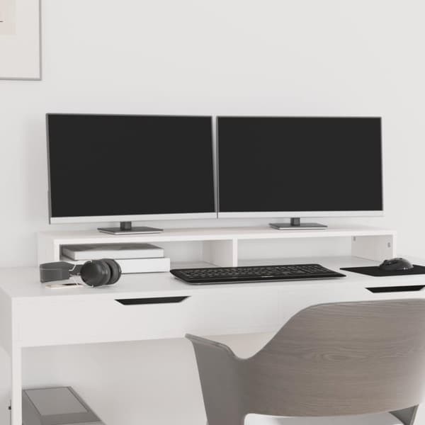 vidaXL Monitorstativ hvit 100x27x10 cm heltre furu