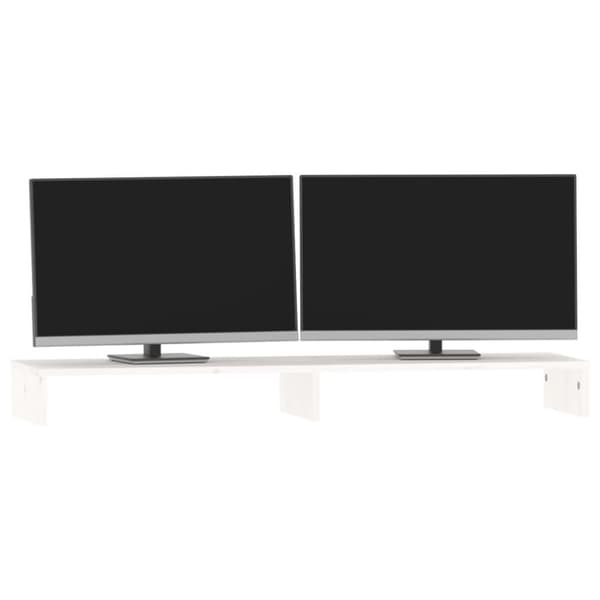 vidaXL Monitorstativ hvit 100x27x10 cm heltre furu