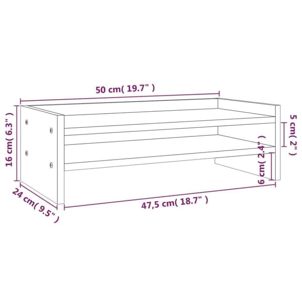 vidaXL skærmholder 50x24x16 cm massivt fyrretræ