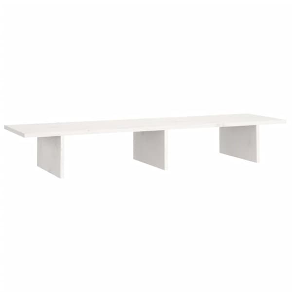 vidaXL Monitorstativ hvit 100x27x15 cm heltre furu