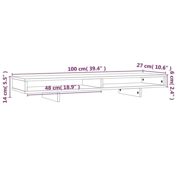 vidaXL Monitorstativ 100x27x14 cm heltre furu