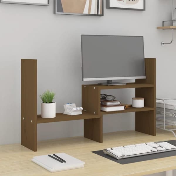 vidaXL Skärmställ honungsbrun (39-72)x17x43 cm massiv furu