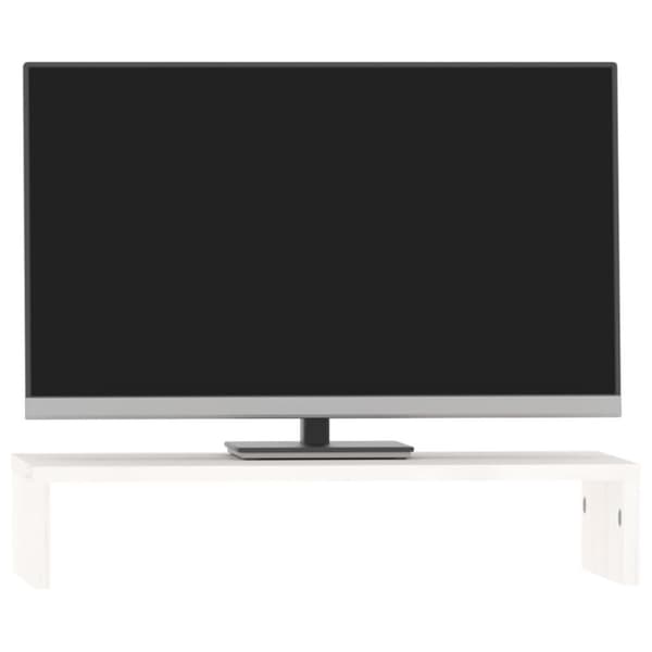 vidaXL Monitorstativ hvit 50x27x10 cm heltre furu