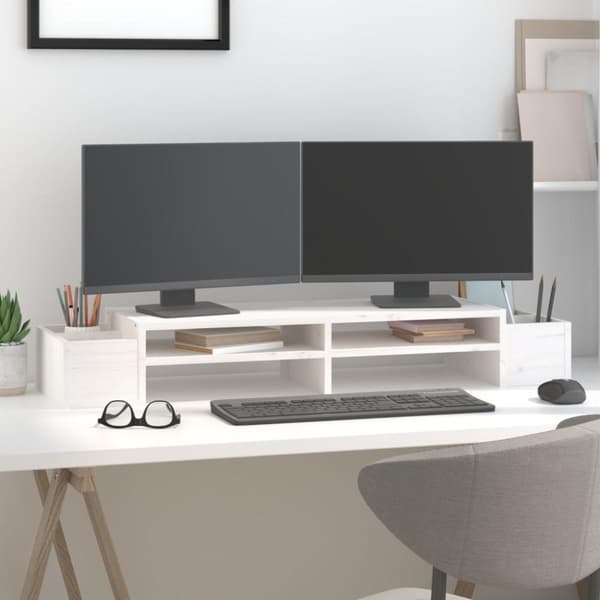vidaXL Skärmställ vit 100x27,5x15 cm massiv furu