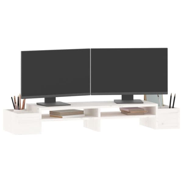 vidaXL Skärmställ vit 100x27,5x15 cm massiv furu