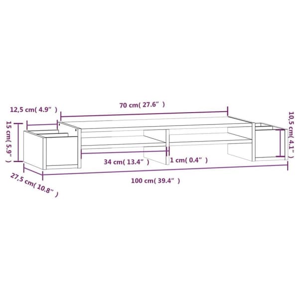 vidaXL Skärmställ vit 100x27,5x15 cm massiv furu