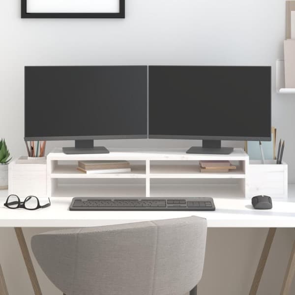 vidaXL Skärmställ vit 100x27,5x15 cm massiv furu