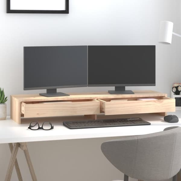 vidaXL Monitorstativ 100x27x15 cm heltre furu