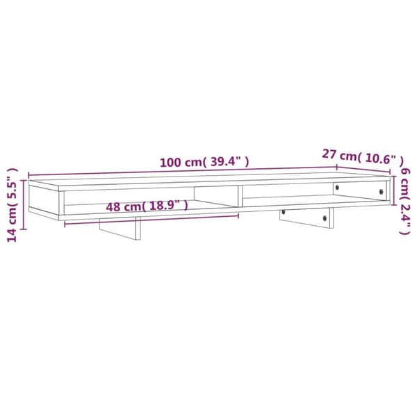 vidaXL skærmholder 100x27x14 cm massivt fyrretræ hvid