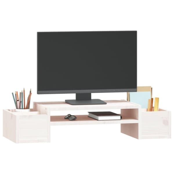 vidaXL skærmholder 70x27,5x15 cm massivt fyrretræ hvid