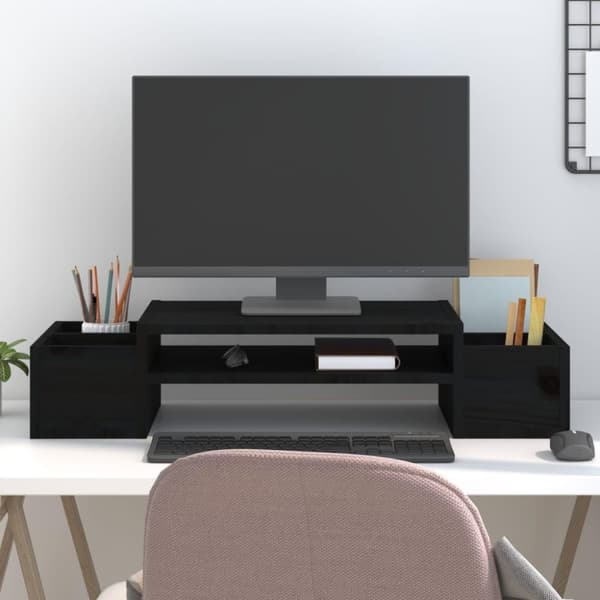 vidaXL Skärmställ svart 70x27,5x15 cm massiv furu