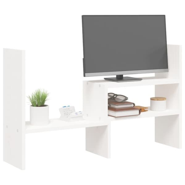 vidaXL Näyttökoroke valkoinen (39-72)x17x43 cm täysi mänty