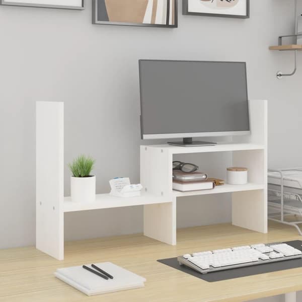 vidaXL Skärmställ vit (39-72)x17x43 cm massiv furu
