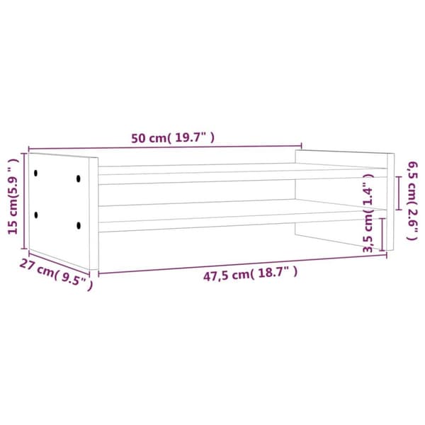 vidaXL Skärmställ svart 50x27x15 cm massiv furu