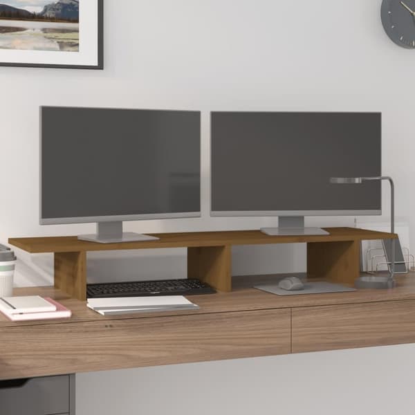 vidaXL Näyttökoroke hunajanruskea 100x27x15 cm täysi mänty